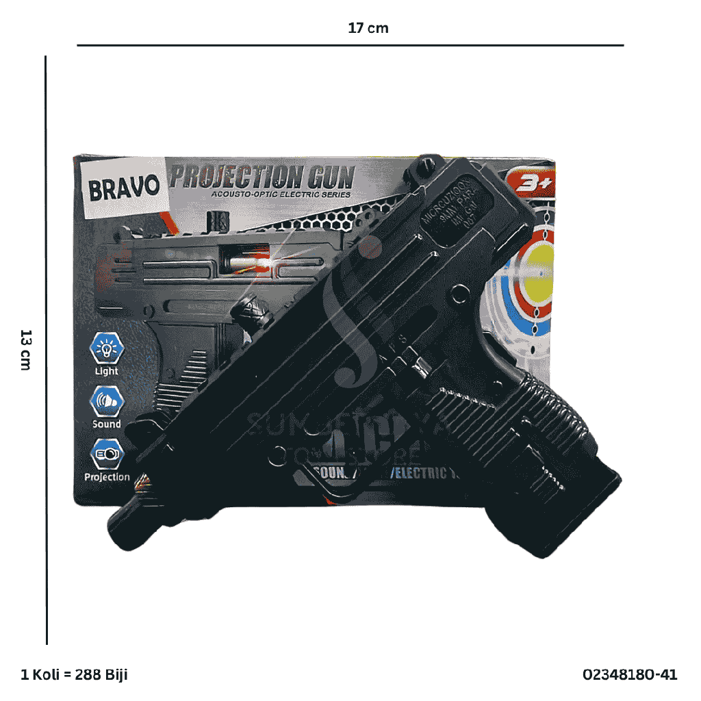MICRO UZI TOY GUN + SOUND + LIGHT + PROJECTION 8180-41