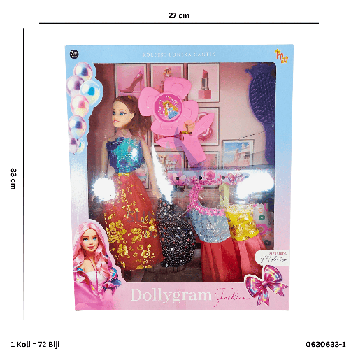 [0630633-1] BONEKA SET DOLLYGRAM+4BAJU 0633-1