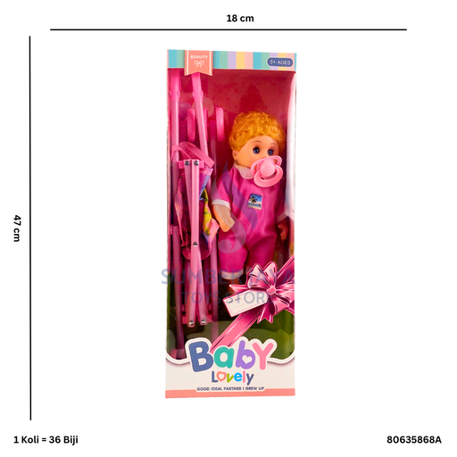[80635868A] B/O 12" IC DOLL + STROLLER 5868A
