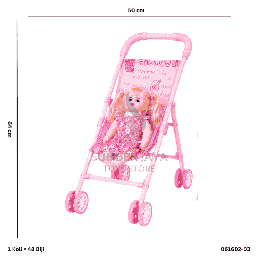 [061602-03] BABY DOLL WITH STROLLER 602-03